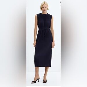 Mango Pleated Navy Midi Dress *BRAND NEW* *CURRENT SEASON* Size 10